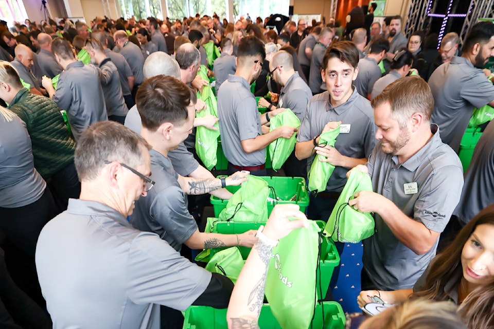 A team of Save-On-Foods staff set a world record by putting together 2,500 care packs for BC Children's Hospital in one hour.