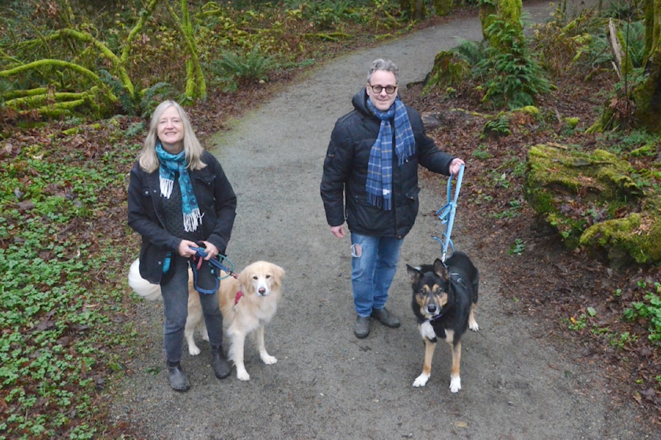Lisa Coulthard and Stephen Toban, with their dogs Fiona and Prince, are regular visitors to the newly-expanded park.