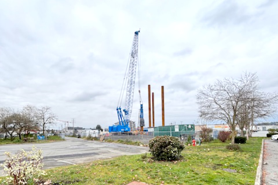 91ԭ City's Cran Campbell shared a few pictures of the pile driving machines hard at work on the site of the future SkyTrain station, beside the Cascades Casino, on Saturday. The vibrations could be felt and noise heard for some distance.
