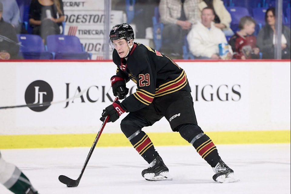 Forward Sam Honzek, a former Vancouver Giant now suiting up for the Calgary Flames, plays the Vancouver Canucks tonight.
