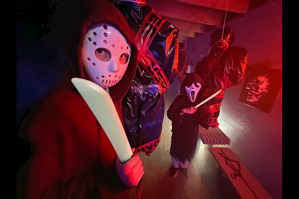 Kashin and Sky Sutherland tag teamed to scare visitors to the butcher shop of the Langley Rubgy Club haunted house on Oct. 18, 2024. It's open Oct. 25 and 26. 