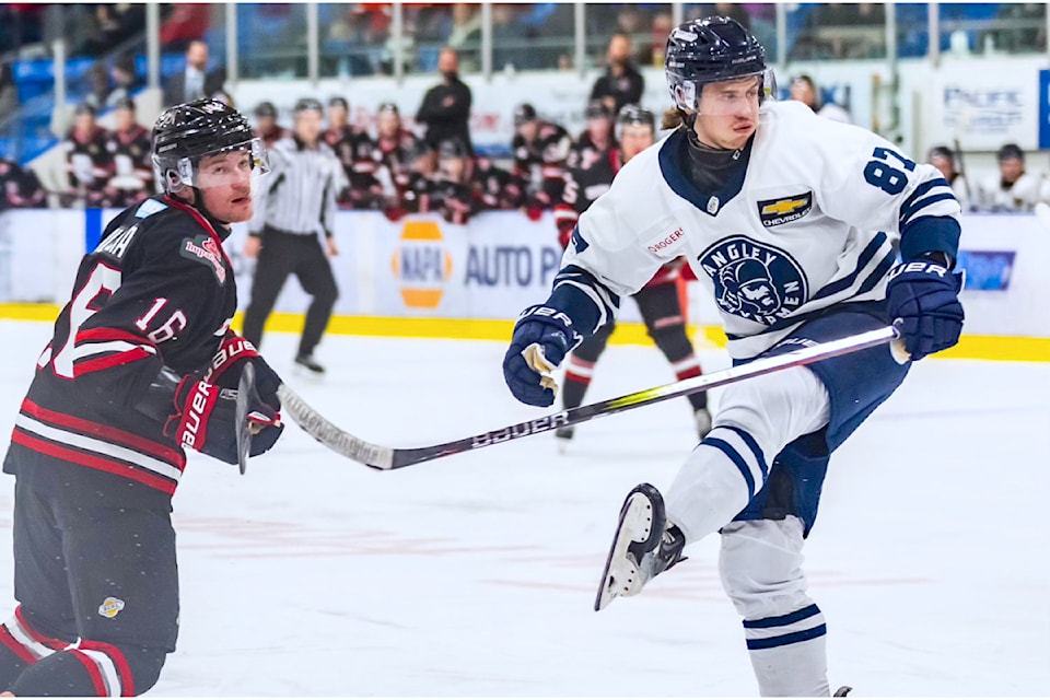 Ilya Rogovsky scored his first goal as a Rivermen player against the Alberni Valley Bulldogs on Friday, Oct. 25