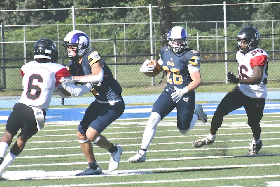 Rams won their fifth in a row with a shutout of the VI Raiders at McLeod stadium on Saturday, Aug. 31,
