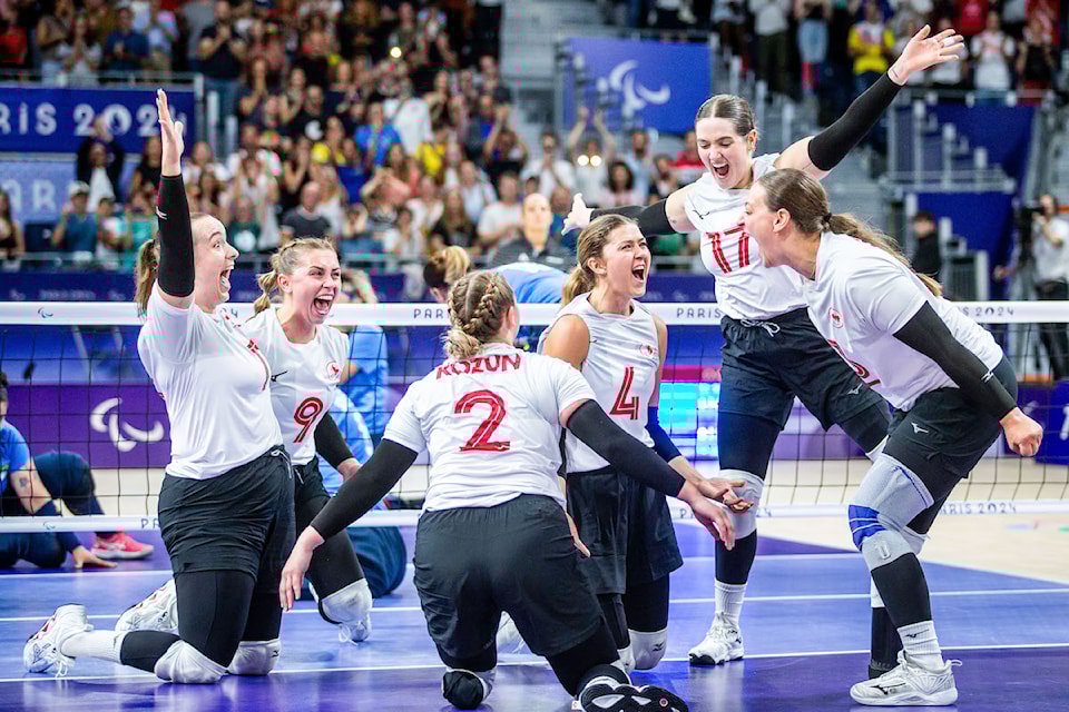 Canada defeated rival Brazil in straight sets (25-15, 25-18, 25-18) to win its first ever Paralympic medal in sitting volleyball, Saturday, Sept. 7,  at North Paris Arena
