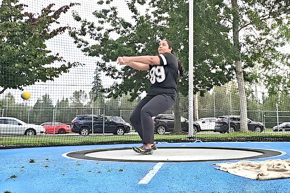 Abbotsford's Jaskirat Sandhu, competing in the 21-49 age category, was one of several competitors at the Ultra Throw club championships in 91ԭ's McLeod Athletic Park on Sunday, Sept. 15.