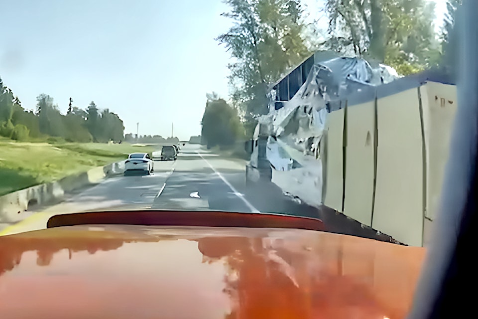 A video posted online showed an over-height truck was damaged when it hit the rail crossing near the Glover Road overpass in 91ԭ on Friday, Sept. 6. 