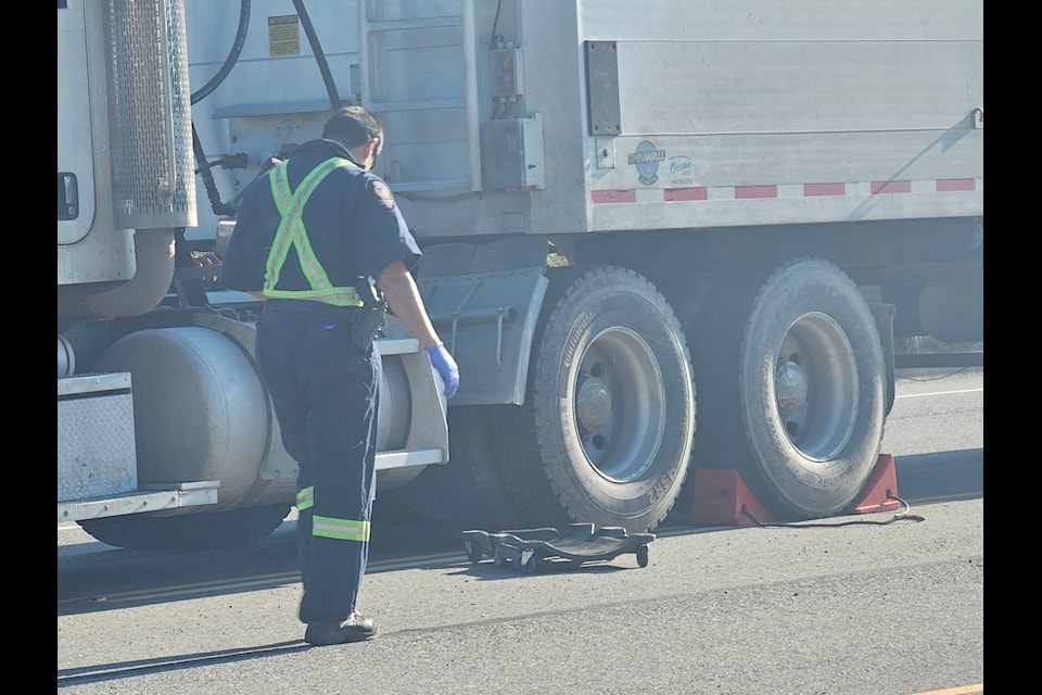 Commercial vehicles were being pulled over for a closer look Wednesday on Fraser Highway near 232 St.
