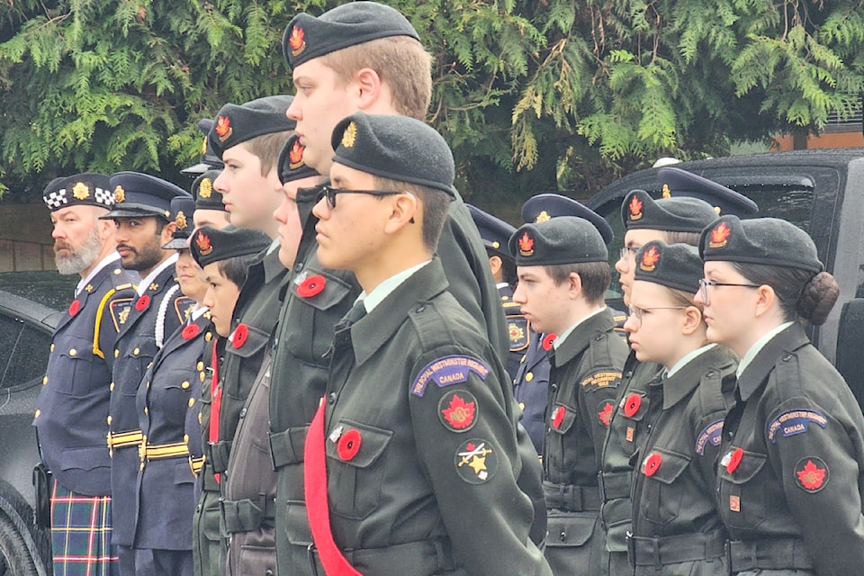 On Sunday, the Royal Canadian Legion Aldergrove branch honoured the 120 soldiers dedicated on the Legion cenotaph and the 108th anniversary of Vimy Ridge.