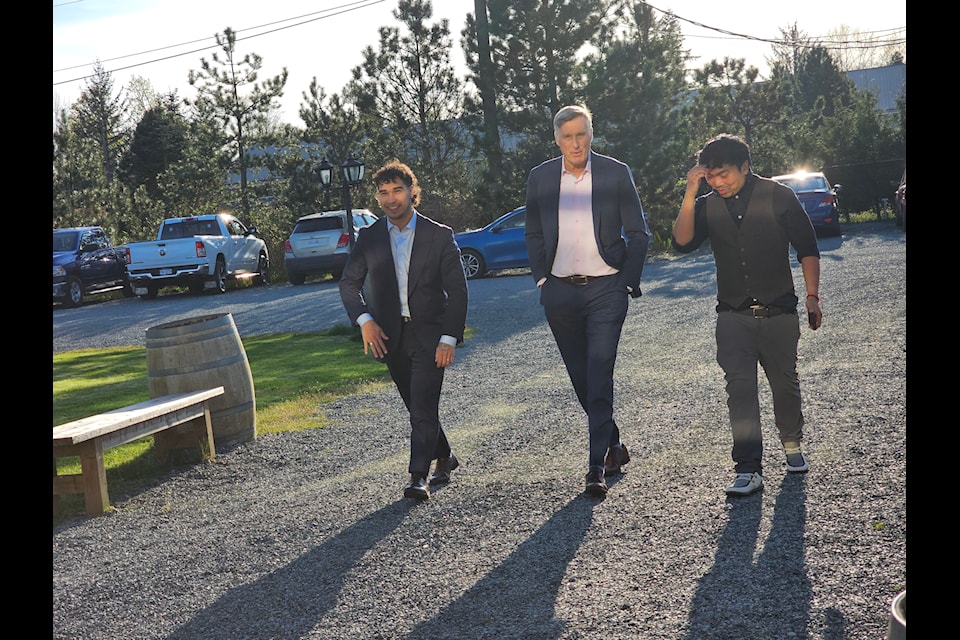People's Party of Canada leader Maxime Bernier drew about 50 people to a meet-and-greet in Langley on Sunday 