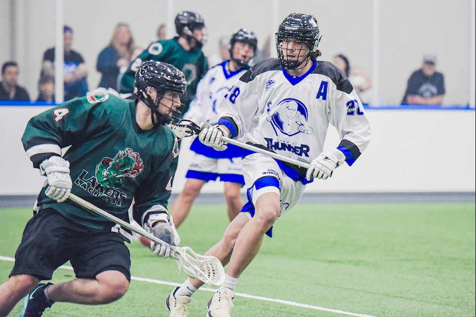 An 8-0 first period set the tone as the 91ԭ Junior Tier 1 Thunder won 11-4 over the visiting Burnaby Junior Lakers on Tuesday night at 91ԭ Events Centre.