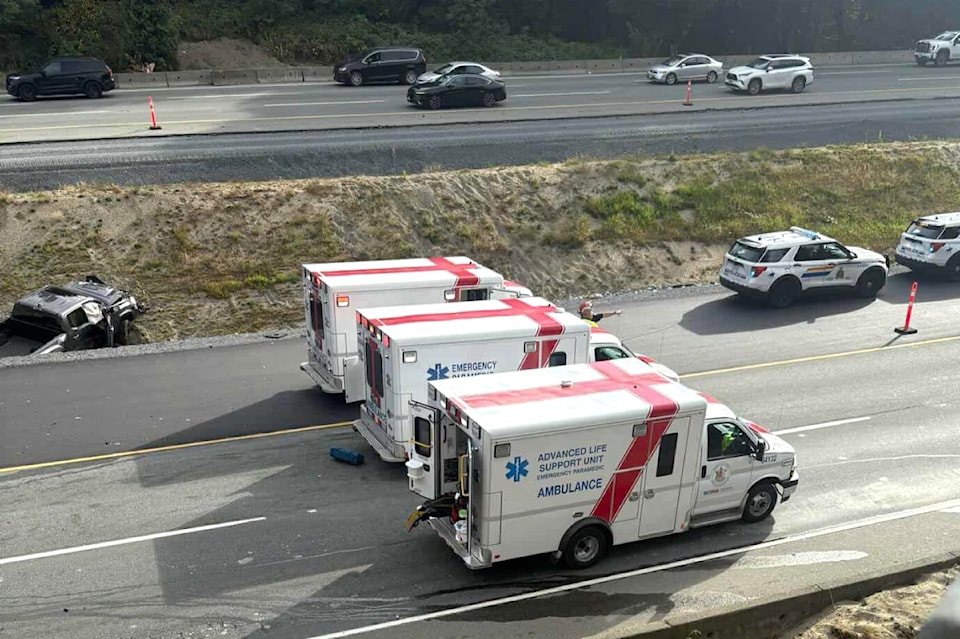 Highway crash scene in Langley