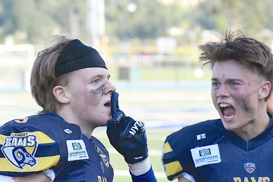 Celebrating a touchdown. 91ԭ Rams bounced back with a 25-19 victory over the Valley Huskers at McLeod Athletic Park stadium on Saturday afternoon, Aug. 2.