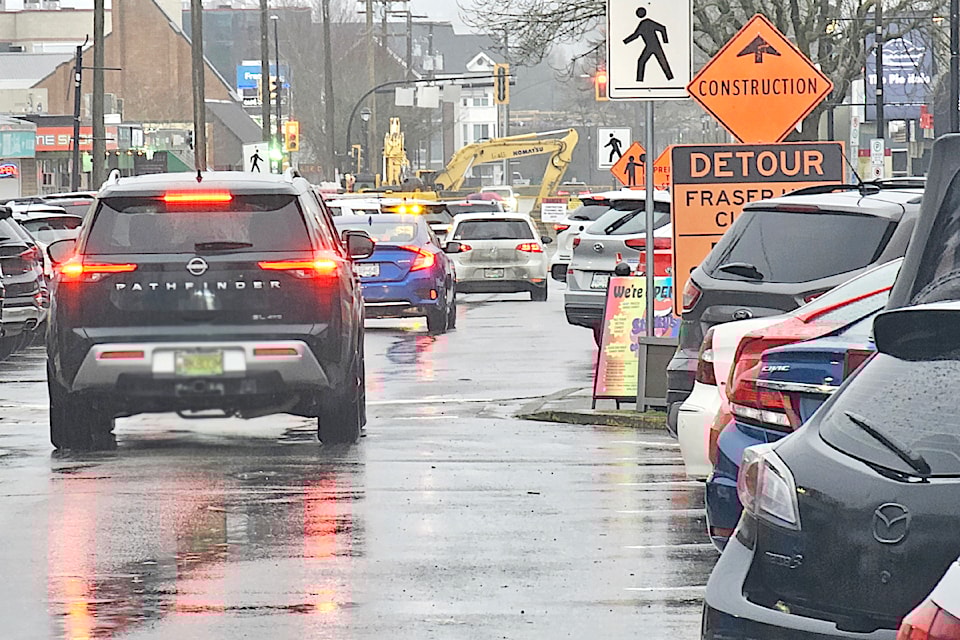 Parking congestion along the one-way in 91ԭ City on Saturday, Feb. 23. A review of 91ԭ City parking in the downtown area is looking for residents input into an online survey.