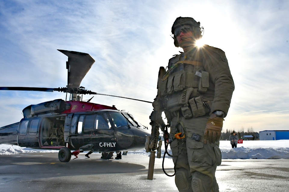 RCMP border patrol officers who work on the new Black Hawks were in Langley when the helicopter was shown off at the Langley Regional Airport Friday, Feb. 7, 2025. 