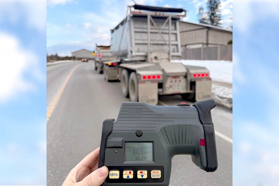 Traffic enforcement near Trinity Western University on Friday, Feb. 14, 2025, resulted in a dump truck driver receiving a substantial fine. 