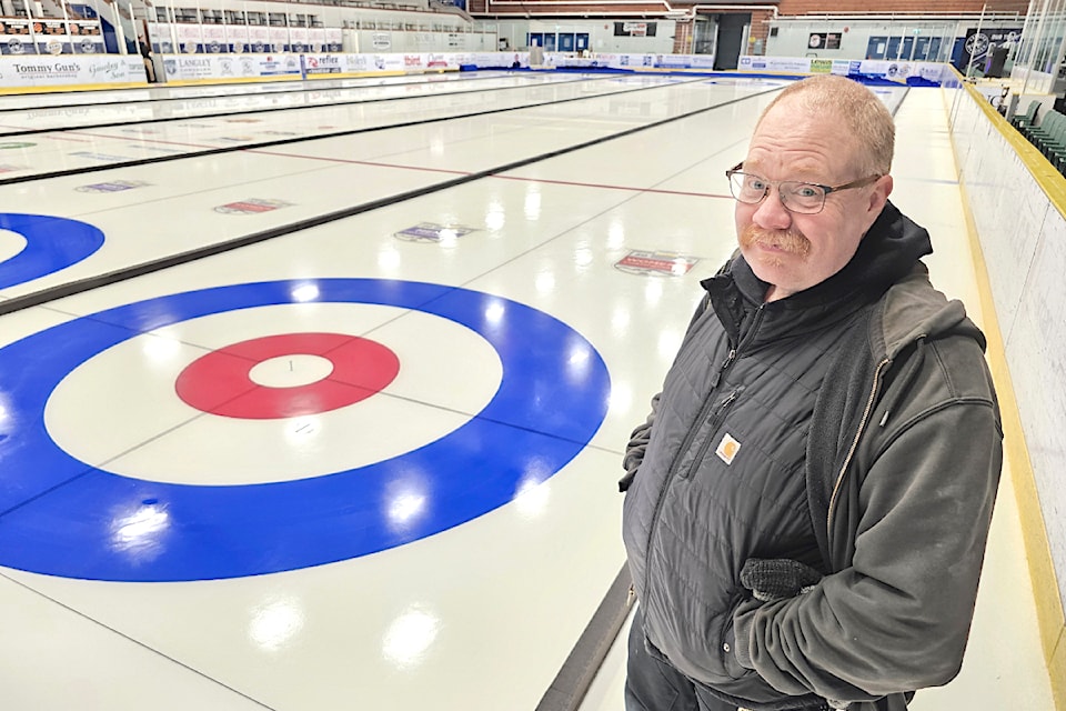 Norm Scott, deputy chief ice technician, was making sure the ice in the transformed George Preston arena was up to curling standards before the start of the 2025 BC Men’s & Women’s Curling Championships, Presented by Best Western Jan 21-26.