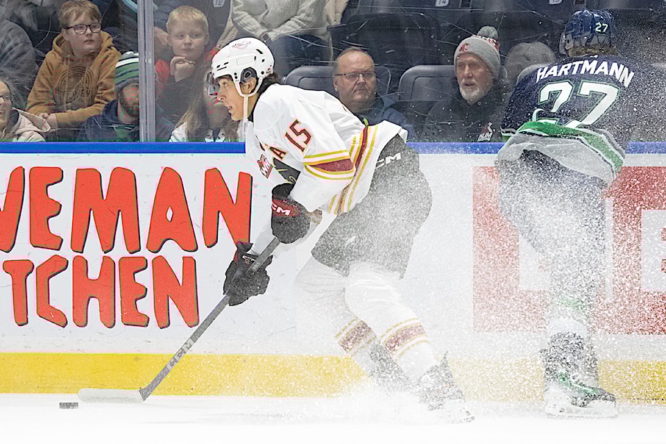 Cameron Schmidt had the only Giants goal  as Vancouver fell to Seattle 7-1 Tuesday night, Jan. 21.