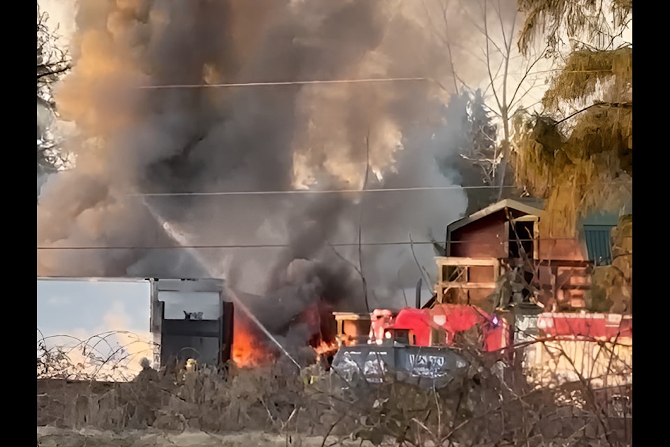 Fire crews were called to the scene of a blaze on 264 Street near 36 Avenue around 4 p.m. Tuesday, Jan. 28.