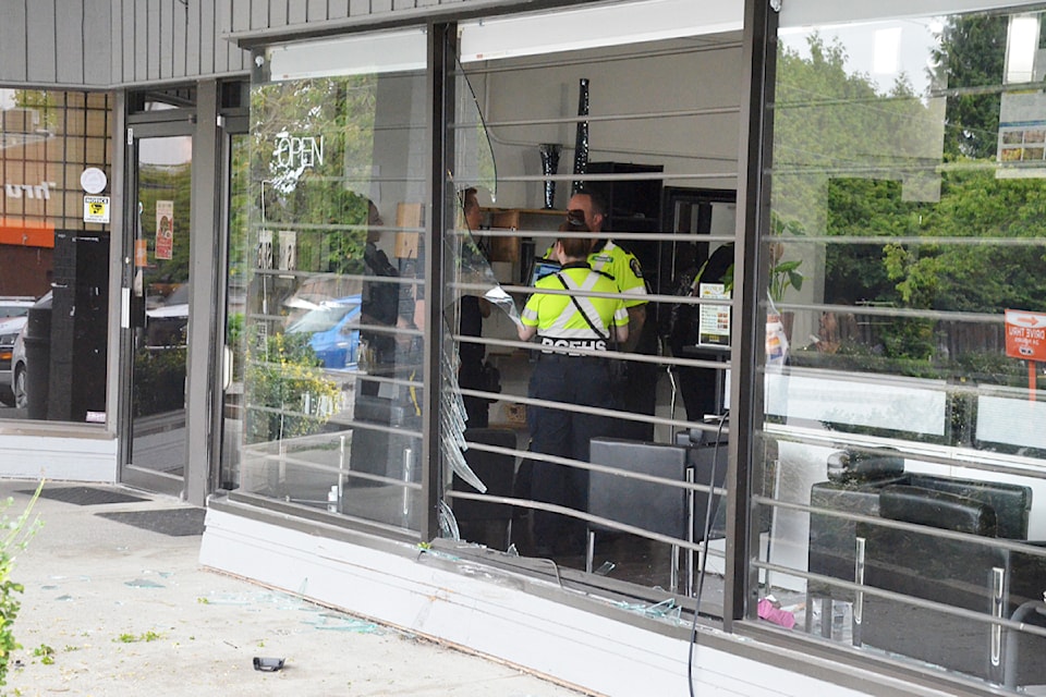 A car smashed into the Champers Salons in Walnut Grove on Friday, July 18. No one was hurt.
