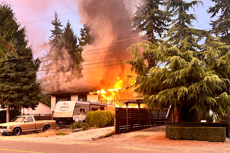 A home caught fire Thursday, July 31, 2025, in the area of 40 Avenue and 205B Street.