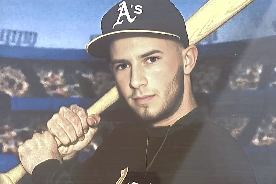 Pitcher Devon Sutton-Havard, number 24,  is the reason why an Aldergrove baseball field is named 'Devon's Diamond.'  new plaque has been installed at the site to tell his story.
