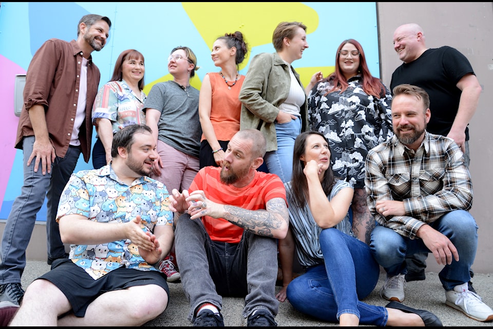 Delaney Gilmour (back row, third from right) is among a cast of 12 who perform with Very Very Improv.