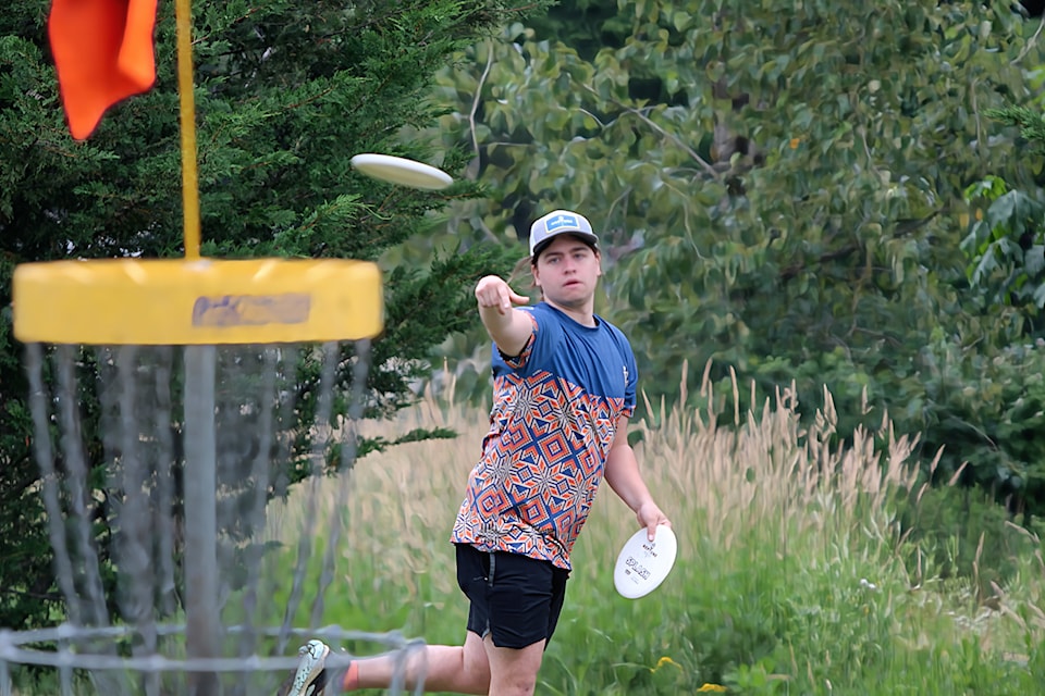 Eric Thompson from Vancouver was among the players who took to the links for the first day of the B.C. Open disc golf tournament at Raptors Knoll course in Aldergrove on Saturday 