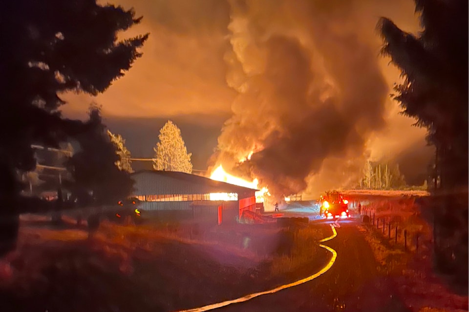 An early morning fire on Sunday destroyed three barns with thousands of chickens in the 500-block of 256 St. in .