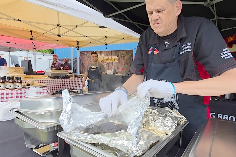 Kevin Legge of Big Dog barbecue was a two-time winner at the Meat In The Street barbecue contest held at the Royal Canadian Legion Aldergrove branch.