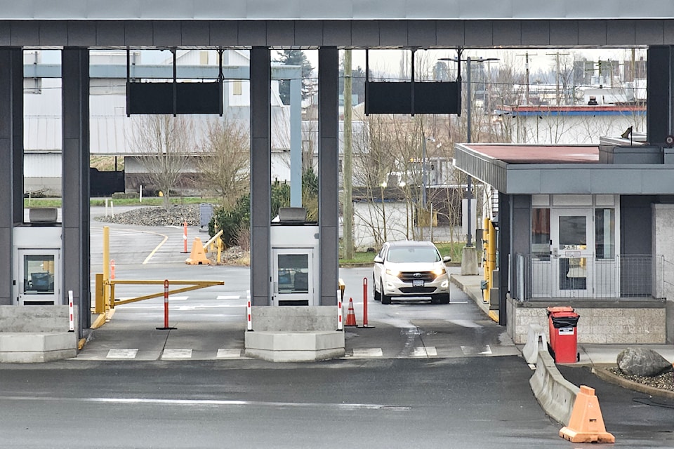 Northbound traffic at the Aldergrove crossing was thin Tuesday morning, March 11 under new tariff regulations