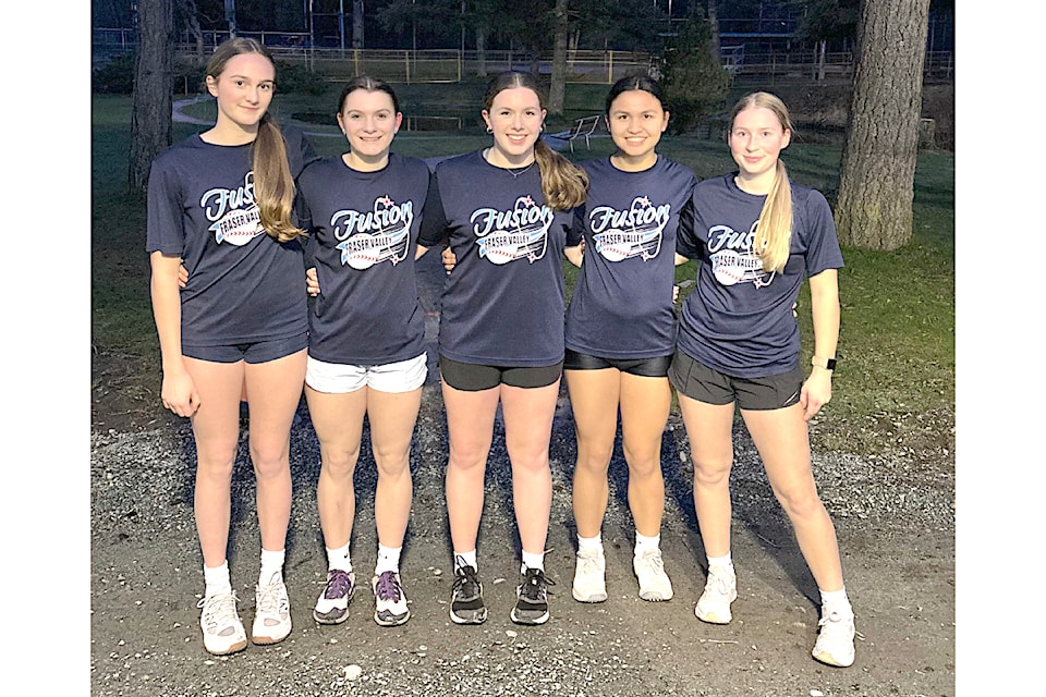 Left to Right: Rachel Clegg, Robyn McIssac, Jordyn Mackenzie, Leah Rayson, Saesha Kent will be playing for Canada. The players from the 91ԭ-based Fraser Valley Fusion 2010 team have made the U15 Canadian National team who will be travelling to Acapulco, Mexico to compete in the WBSC Americas II Pan American U15 Women's Championship.