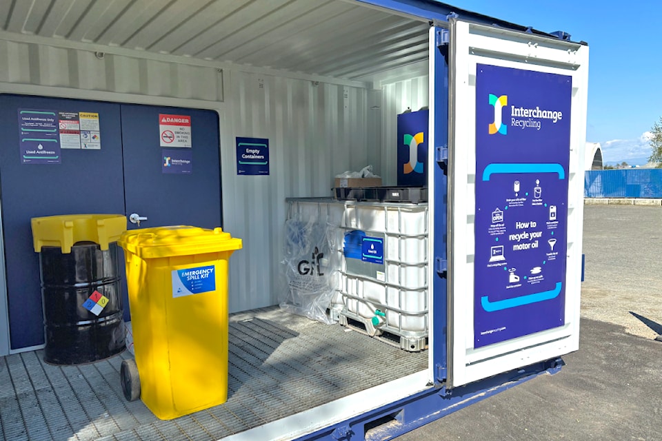 Interchange Recycling (formerly the BC Used Oil Management Association) has a new site at the Aldergrove transfer station for used oil, used antifreeze, and their containers. 