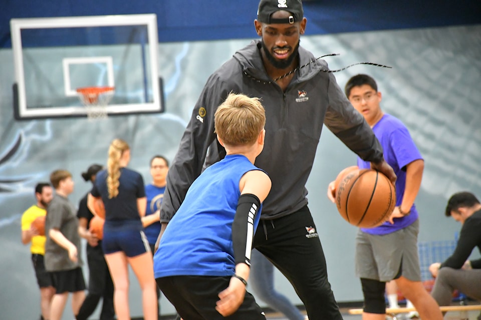 Pro players from the Vancouver Bandits took part in the hoop-a-thon fundraiser at Aldergrove Community Secondary School on Saturday  allowing young players to take the floor and shoot hoops.