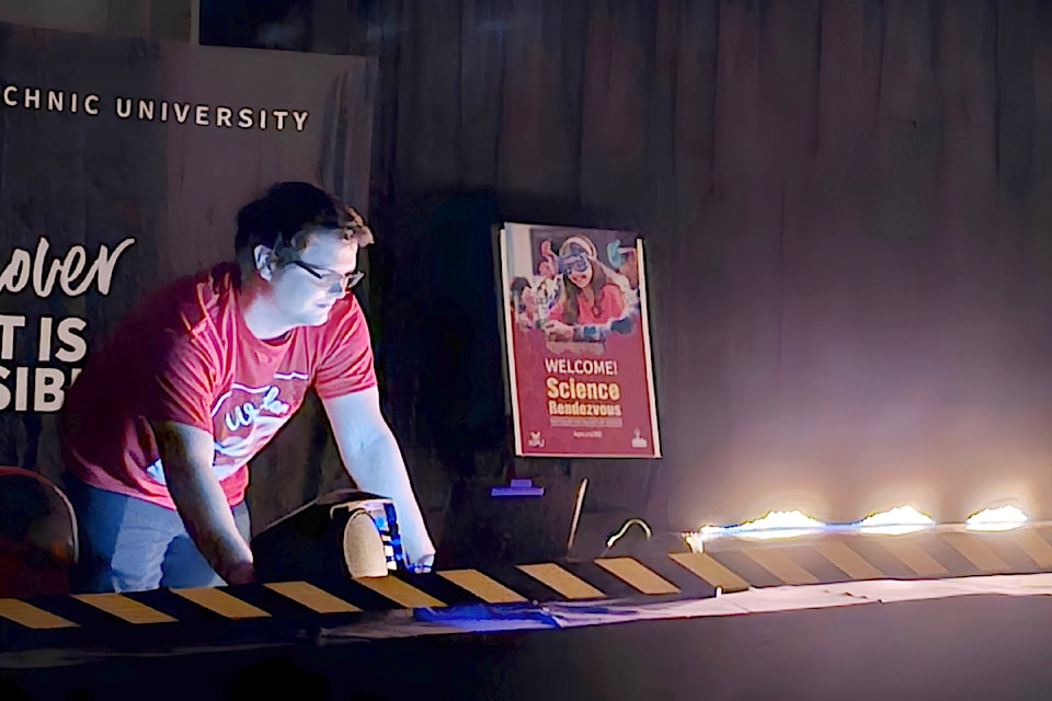 Alex Godhe carried out a standing waves experiment done with fire and music for KPU Science Rendezvous.