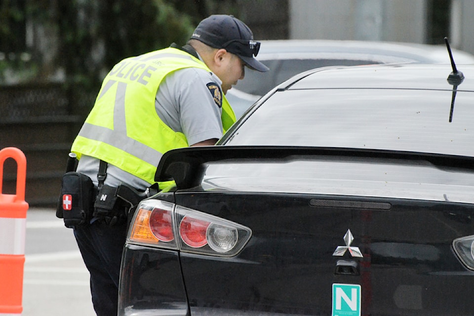 A police officer talked to a driver pulled over in 91ԭ on May 12 as part of the Work Zone Safety campaign.