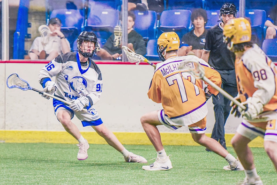 91ԭ Junior Tier 1 Thunder fell 10-7 to the visiting Coquitlam Adanacs in BC Junior Tier 1 Lacrosse League action at 91ԭ Events Centre.