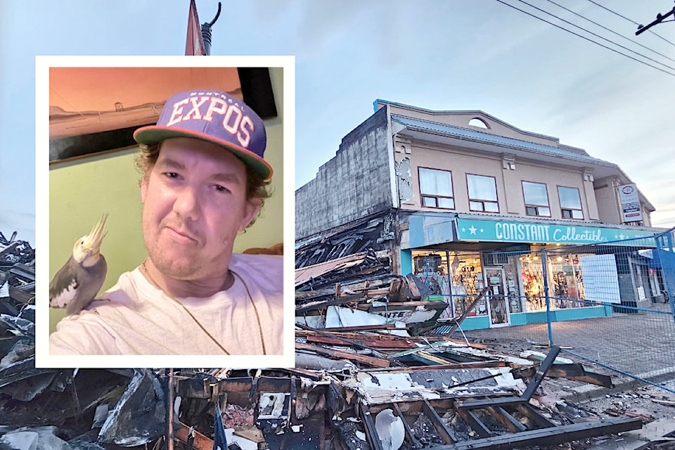 Benoit Deschamps (with cockatiel Pepe) lives in the building beside the former home of the Viva Mexico restaurant. He said he was 'fortunate' that he still has a home, thanks to firefighters who fought the blaze and kept it from spreading.