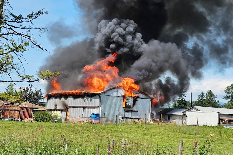 Fire damage at Langley barn
