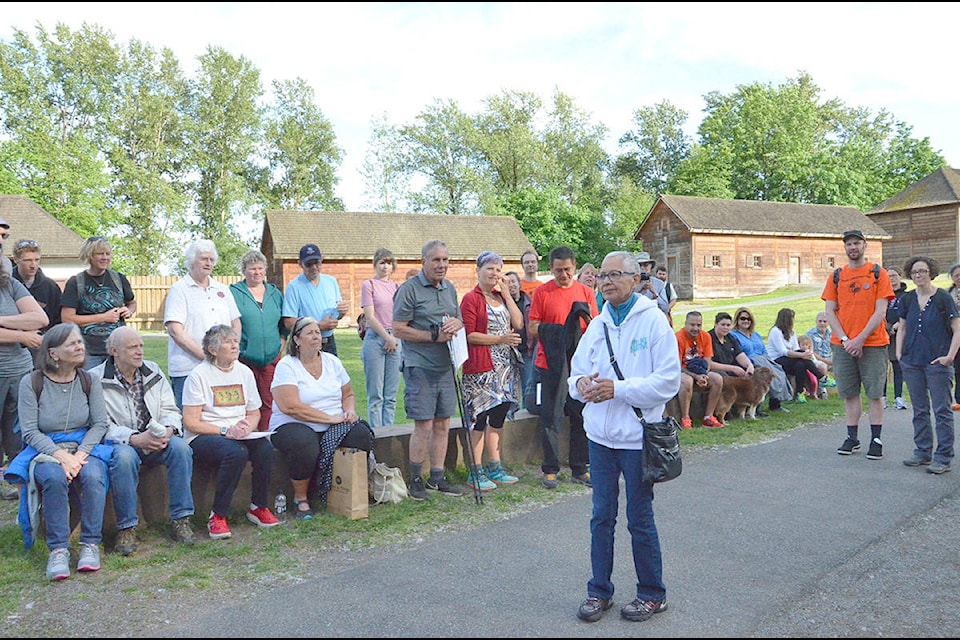 At the 2017 Walk in the Spirit of Reconciliation, elder Josette Dandurand spoke to the crowd before everyone started the journey. (91ԭ Advance Times files)