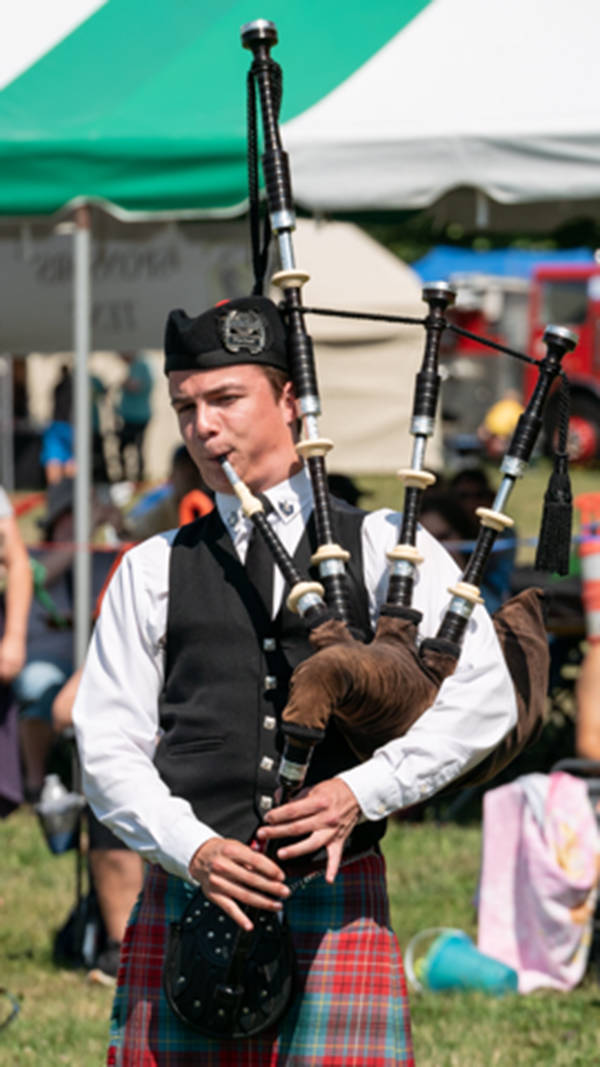 Langley bagpiper shows off his skills in online competition