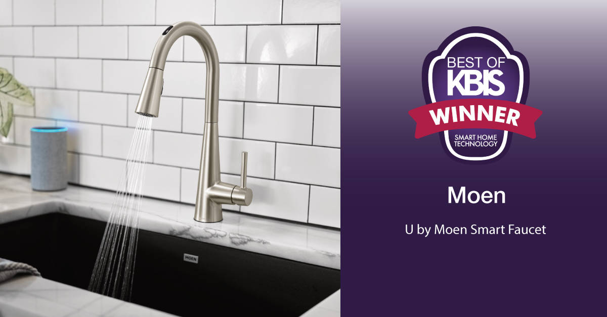 With numerous awards to its credit, accolades for the U by Moen Smart Faucet include the 2020 Best of KBIS Award, highlighting the most innovative new products in the kitchen and bath industry, and Good Housekeeping聮s editor聮s pick from the Consumer Electronics Show, recognizing the coolest products that experts think are useful for consumers.