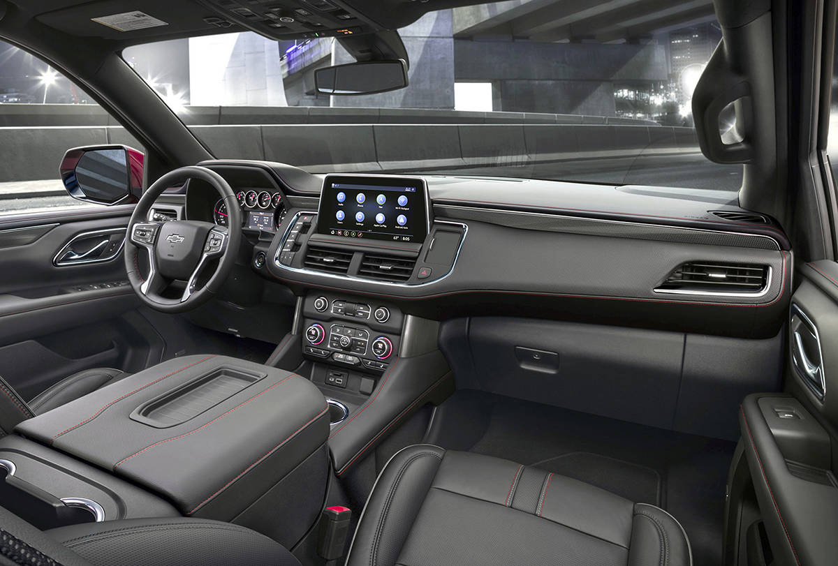 The Tahoe RST comes with blacked-out exterior trim and perforated-leather seats with contrasting stitching. PHOTO: CHEVROLET
