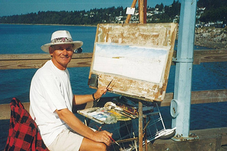 Vojislav Morosan visited Langley 20 years ago where he captured local landmarks on his canvas. His wife Norma Morosan is hoping to connect with a local business or group to arrange to donate the paintings so they can be put on display in Langley for the community to enjoy. (Norma Morosan/Special to Langley Advance Times)