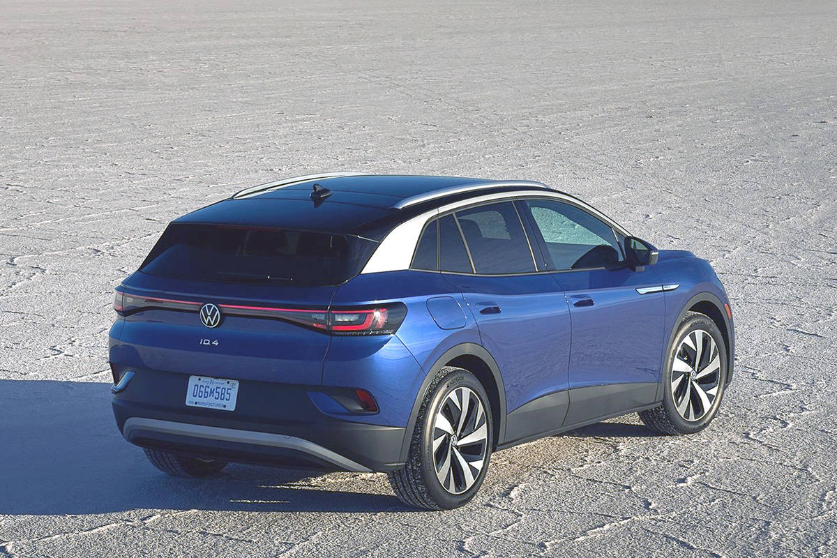 The ID.4 has only slightly less cargo capacity than the Tiguan utility vehicle. Even with the motor located between the rear wheels, there聮s still a storage space below the load floor. PHOTO: VOLKSWAGEN