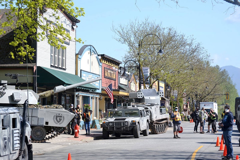 Sonic the Hedgehog 2 films in Fort Langley - covering Glover Road with tanks, rockets, and army men. (Ryan Uytdewilligen/Aldergrove Star)