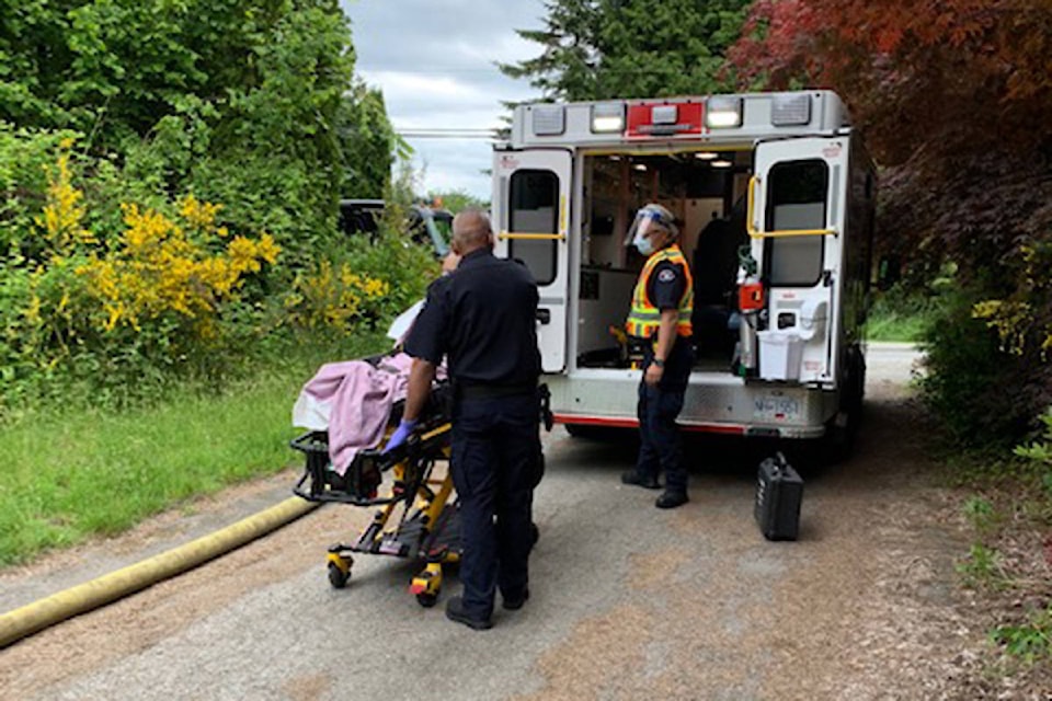 One person was taken to hospital for burns after fire crews were called to a blaze in the 1500 block of 232nd Street around 2:45 p.m. on Wednesday, May 26, 2021. (Township of Langley Fire Department/Special to Langley Advance Times)
