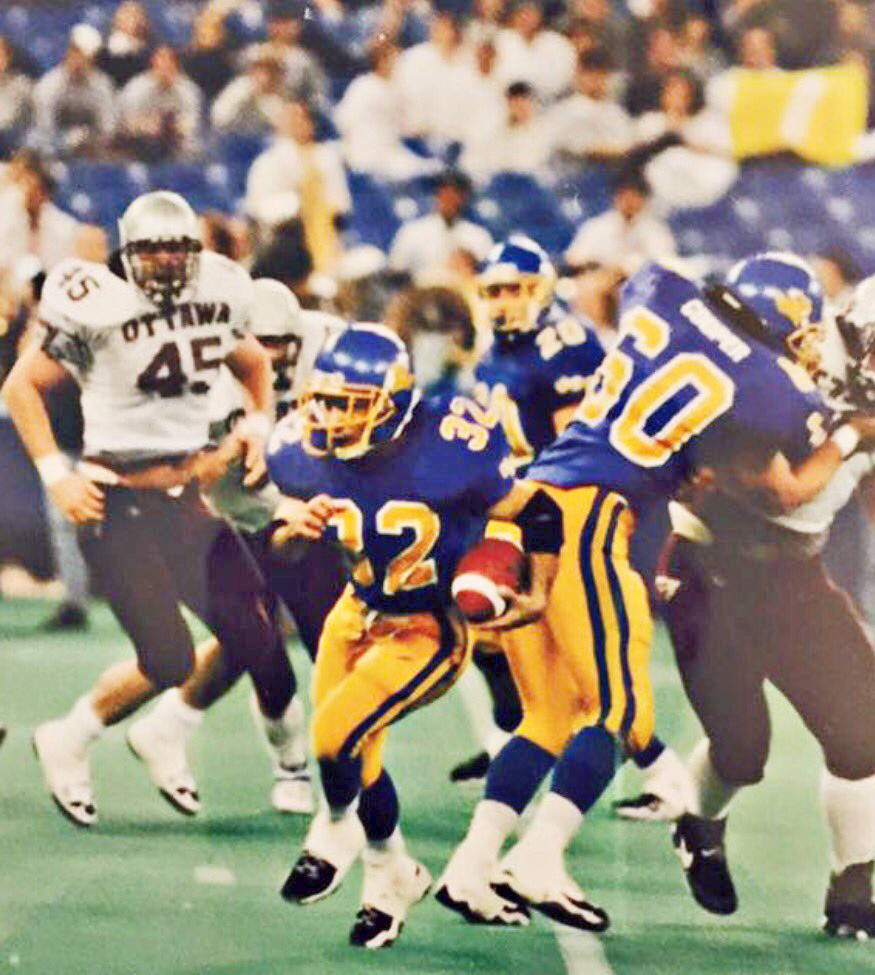 Dino Camparmo, shown here with the ball, was a talented athlete, competing in several sports while attending UBC. (Maurizio Camparmo/Special to the 91原创 Advance Times)