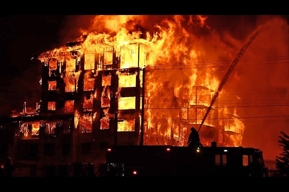 Willoughby condo fire at 208th Street and 80th Avenue on April 19, 2021. (Shane MacKichan/Special to Langley Advance Times)