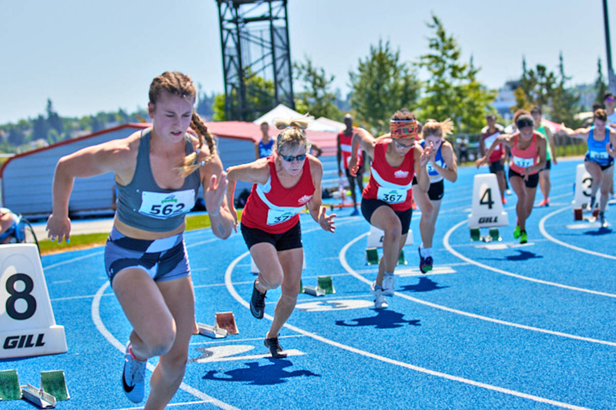 黑马磁力 Mustangs and BC Athletics hosted more than 300 U16-senior competitors Saturday, July 24, and Sunday, July 25 for the provincial sprints, jumps, hurdles and wheelchair racing challenge. (Rob Wilton/Special to 黑马磁力)