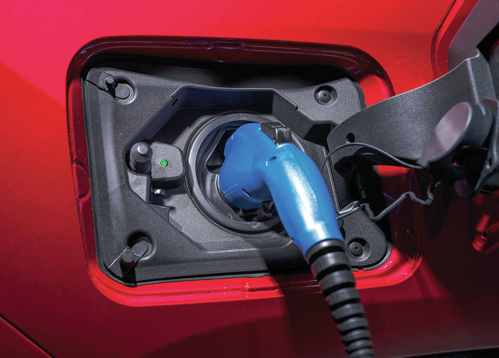 It takes about 4.5 hours using 120-volt household current to fully charge the PrimeÂ’s battery pack. That gets you a claimed maximum electric range of 68 kms. To use all 302 horsepower requires the assistance of the internal-combustion engine, however. PHOTO: TOYOTA